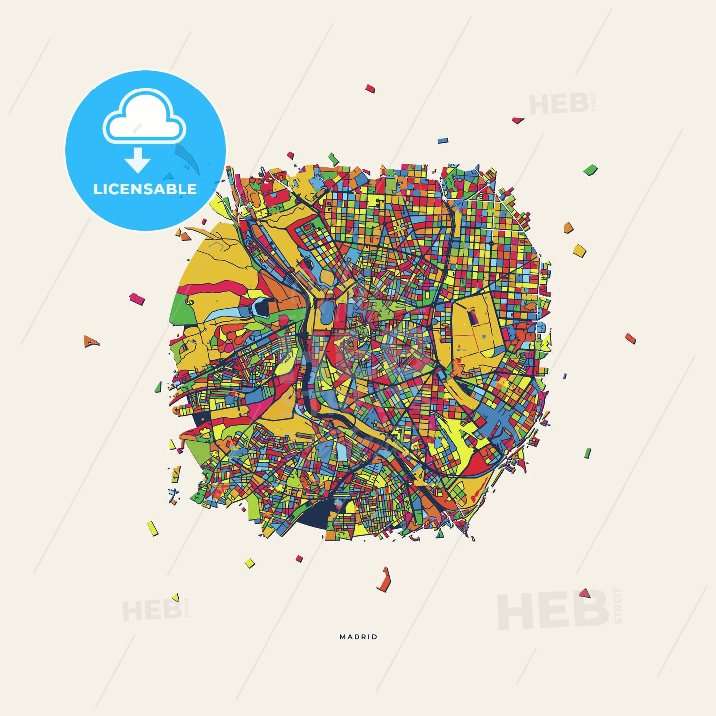 Madrid Spain colorful confetti map