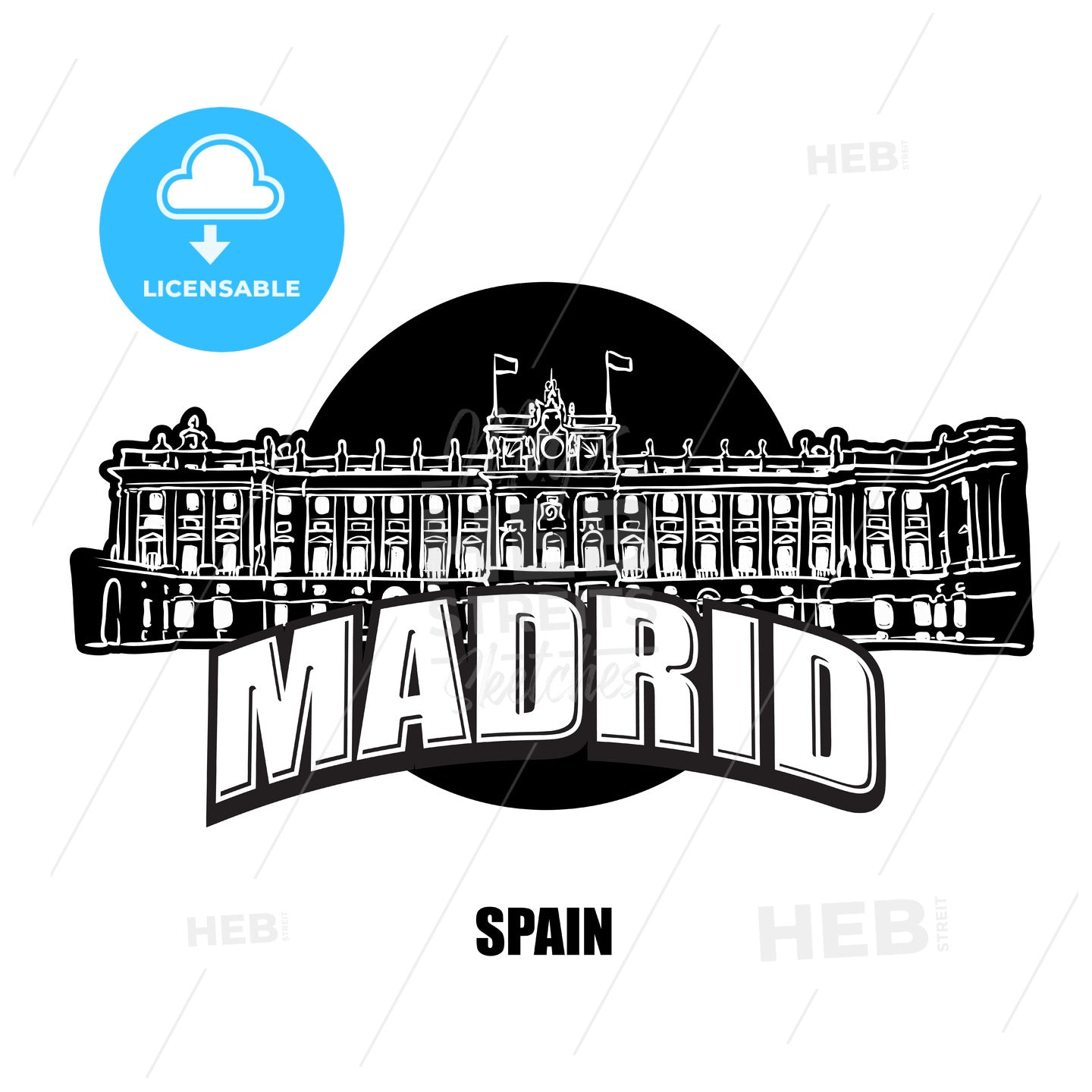Madrid royal palace black and white logo – instant download