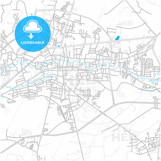 Mae Sot, Tak, Thailand, city map with high quality roads.