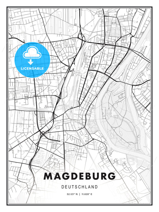 Magdeburg, Germany, Modern Print Template in Various Formats - HEBSTREITS Sketches