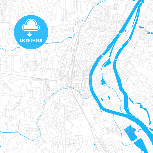 Magdeburg, Germany PDF vector map with water in focus