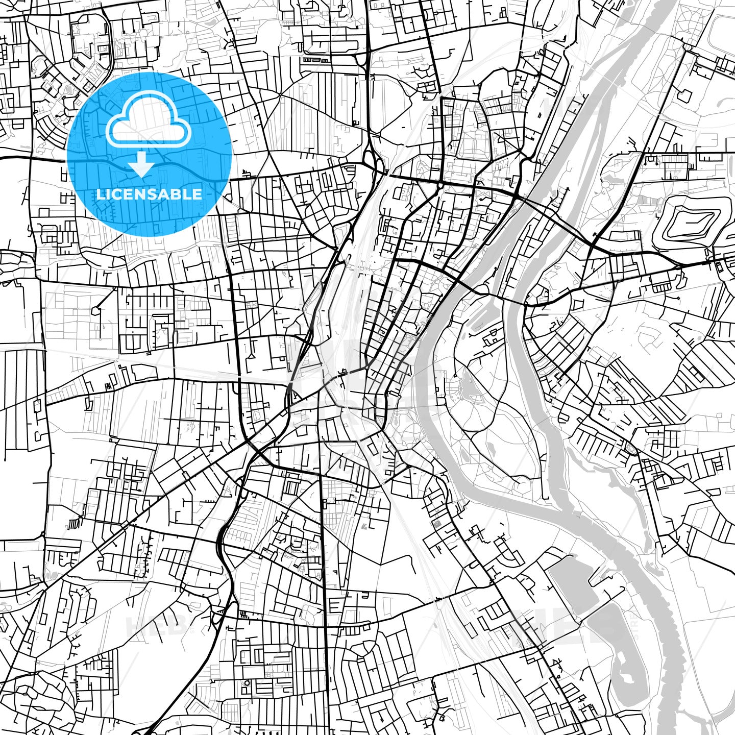 Magdeburg, Germany, Vector Map - Light