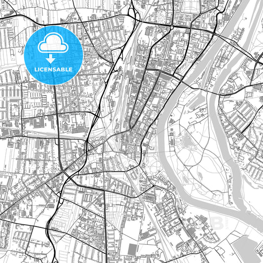 Magdeburg, Germany, vector map with buildings