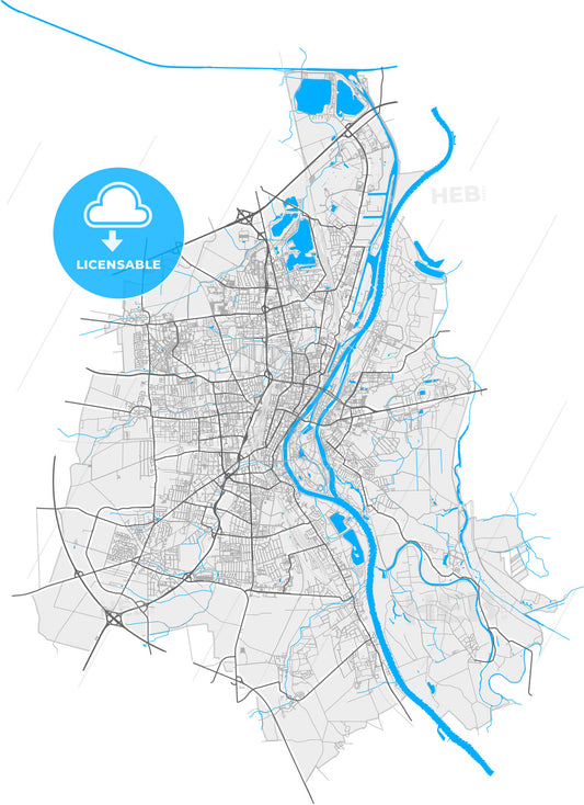 Magdeburg, Saxony-Anhalt, Germany, high quality vector map