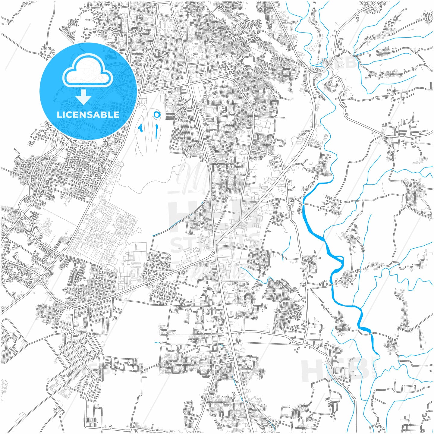 Magelang, Central Java, Indonesia, city map with high quality roads.