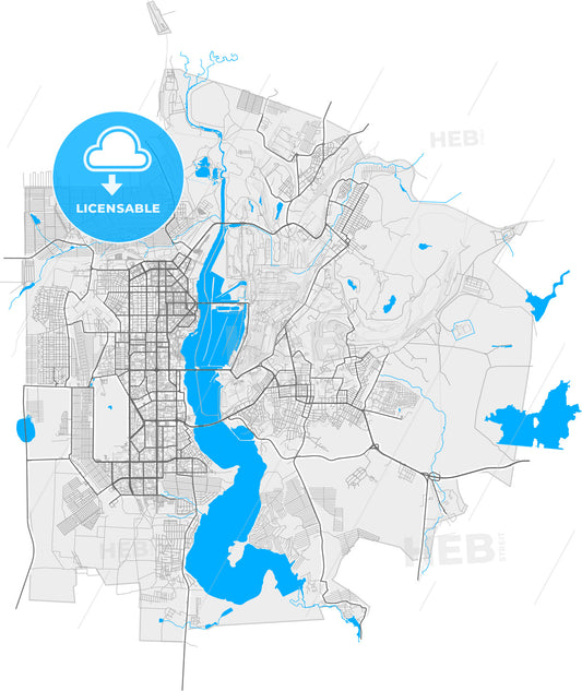 Magnitogorsk, Chelyabinsk Oblast, Russia, high quality vector map