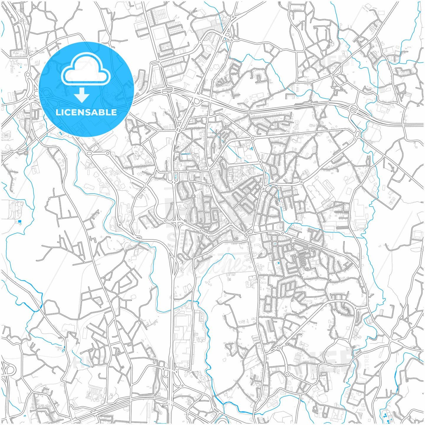 Maia, Porto, Portugal, city map with high quality roads.