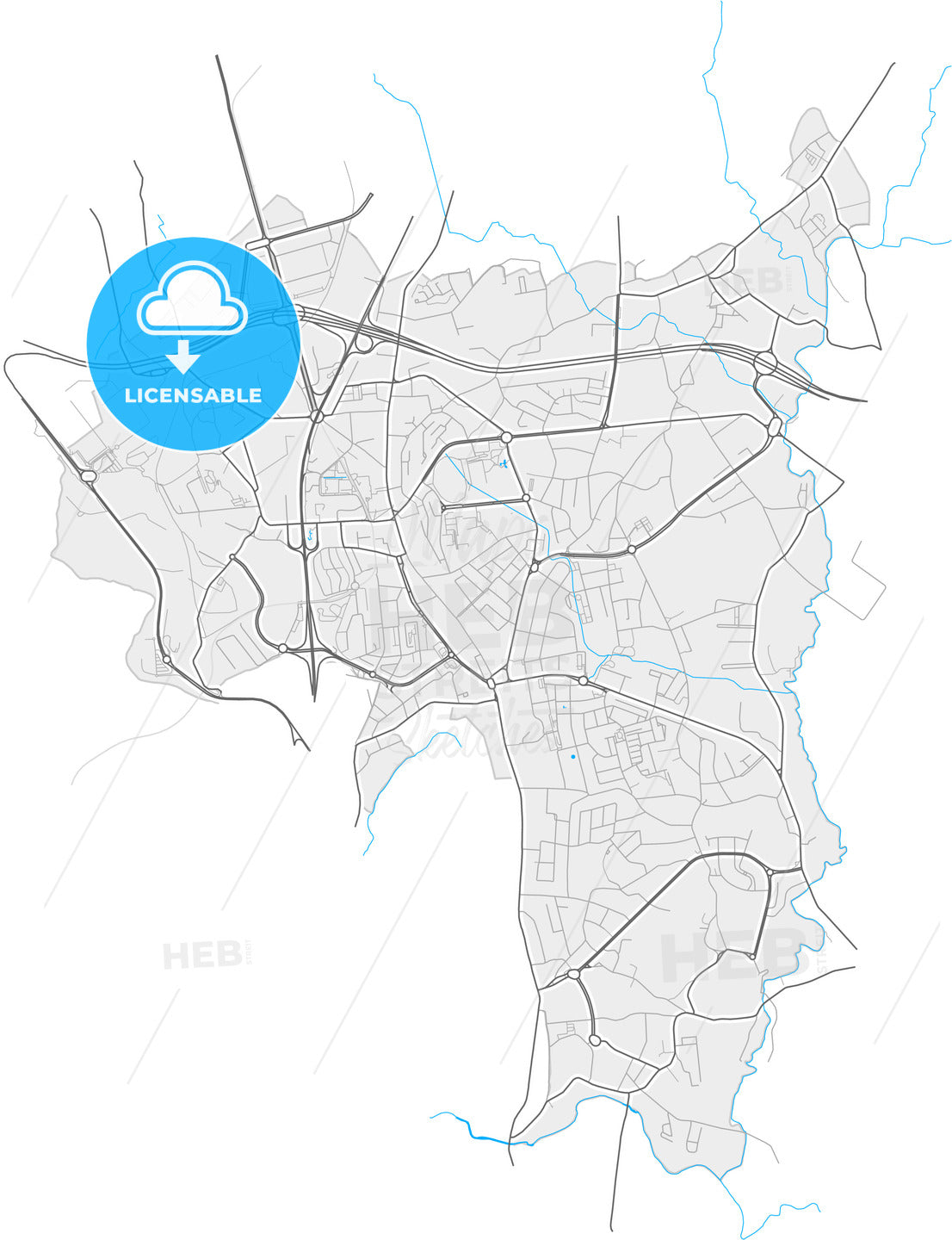 Maia, Porto, Portugal, high quality vector map