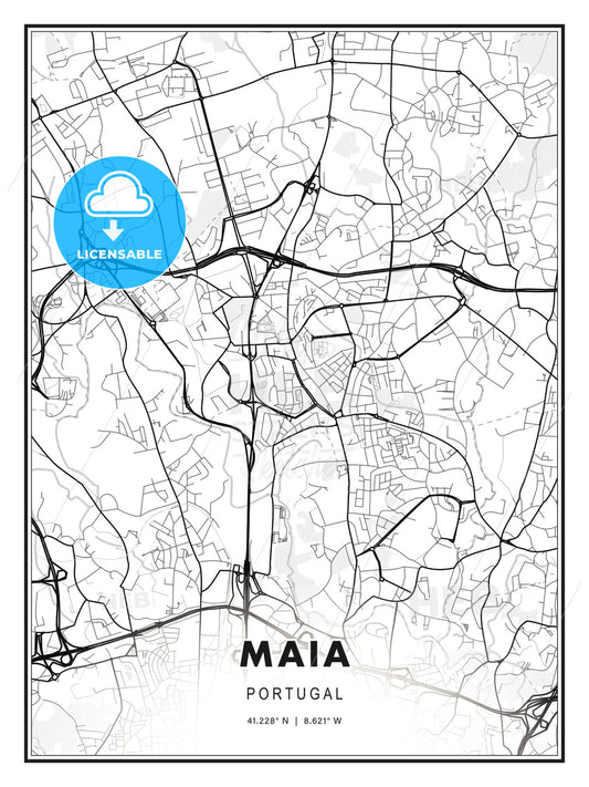 Maia, Portugal, Modern Print Template in Various Formats - HEBSTREITS Sketches