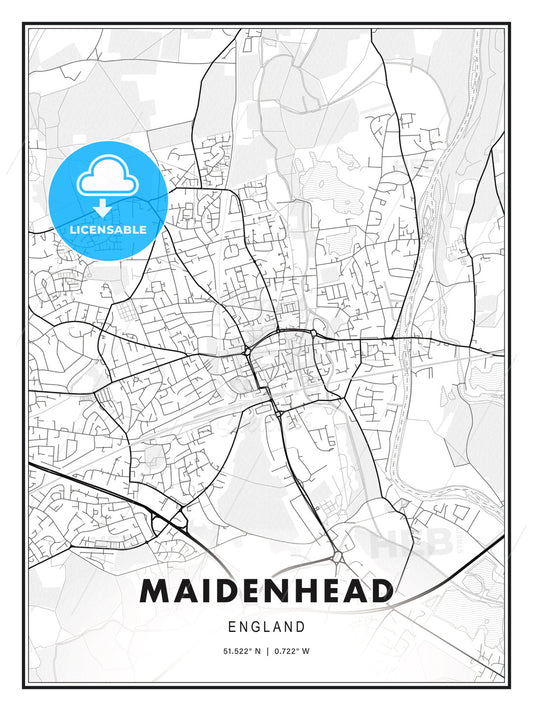 Maidenhead, England, Modern Print Template in Various Formats - HEBSTREITS Sketches