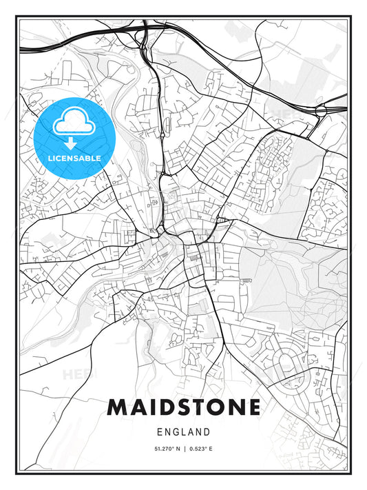 Maidstone, England, Modern Print Template in Various Formats - HEBSTREITS Sketches