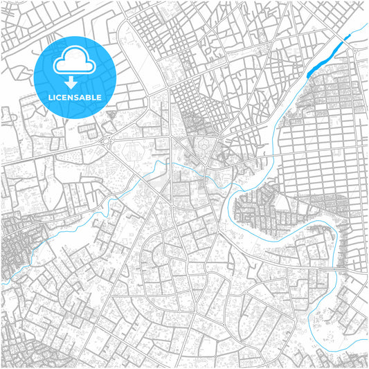 Maiduguri, Nigeria, city map with high quality roads.