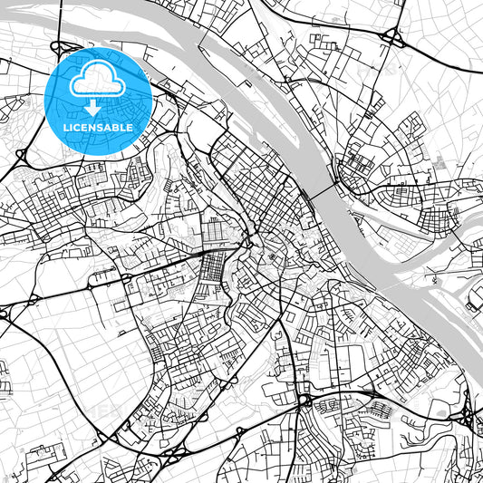 Mainz, Germany, Vector Map - Light