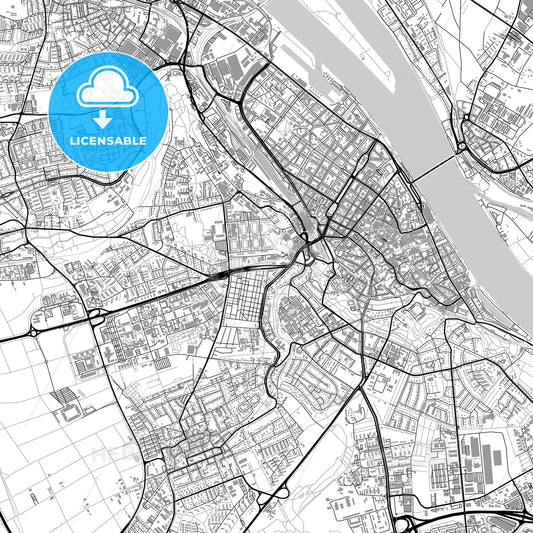 Mainz, Germany, vector map with buildings