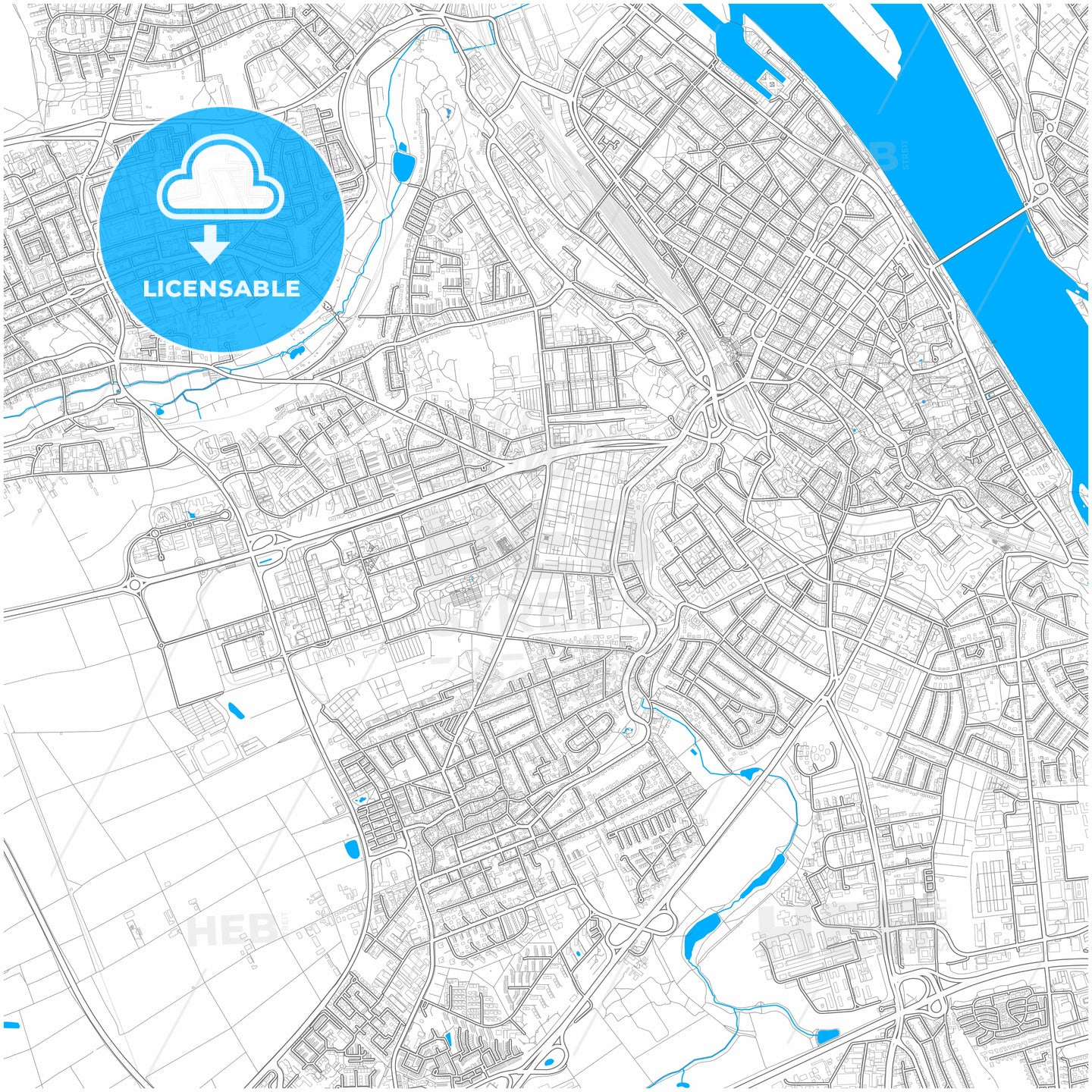 Mainz, Rheinland-Pfalz, Germany, city map with high quality roads.