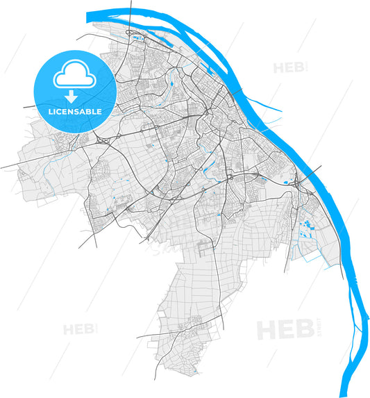 Mainz, Rheinland-Pfalz, Germany, high quality vector map