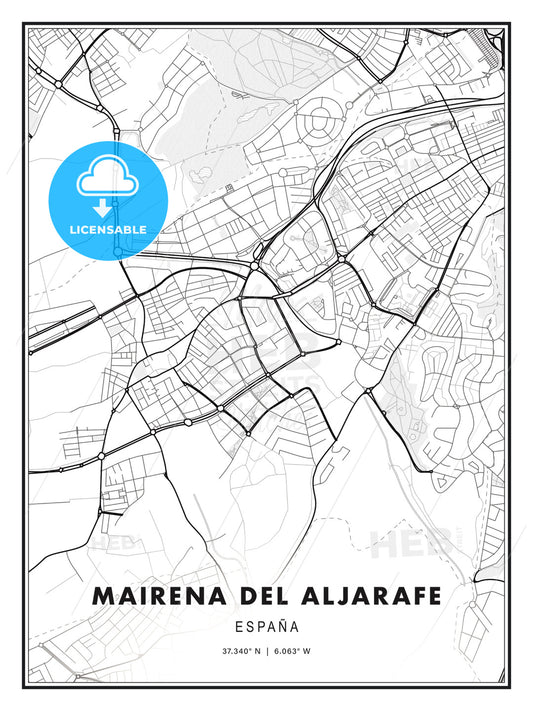 Mairena del Aljarafe, Spain, Modern Print Template in Various Formats - HEBSTREITS Sketches