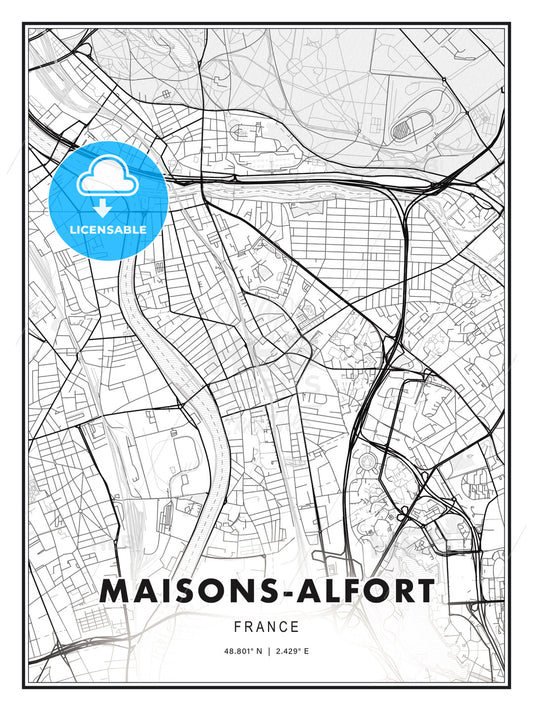 Maisons-Alfort, France, Modern Print Template in Various Formats - HEBSTREITS Sketches
