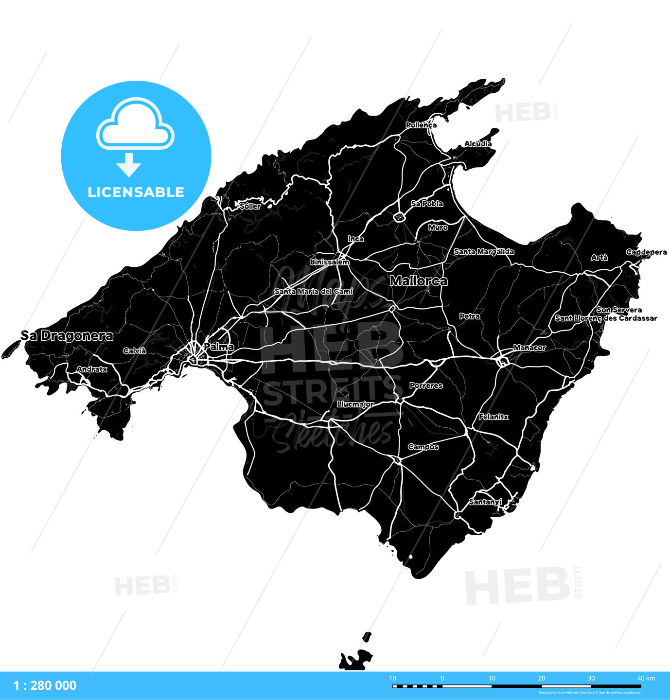 Map Is Majorca Majorca, Spain, Vector Map - HEBSTREITS