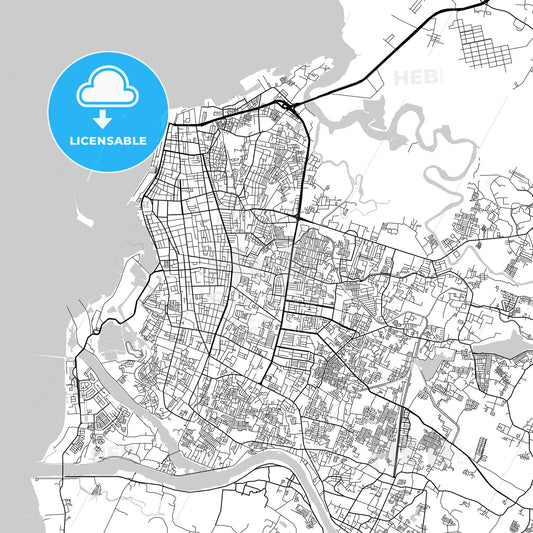Makassar, South Sulawesi, Downtown City Map, Light