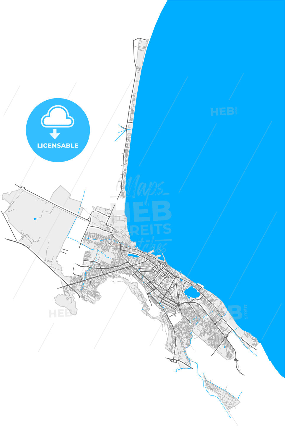 Makhachkala, Republic of Dagestan, Russia, high quality vector map