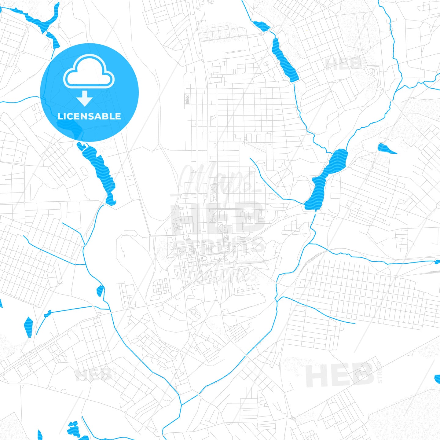 Makiivka, Ukraine PDF vector map with water in focus