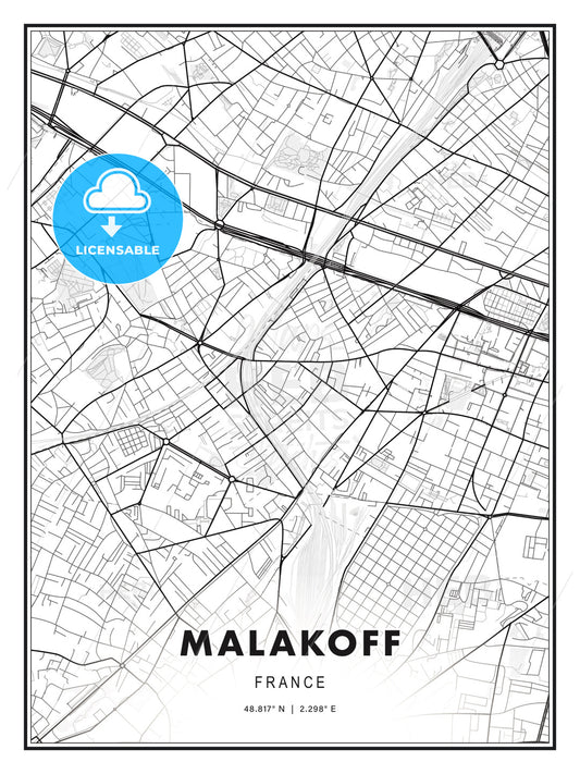 Malakoff, France, Modern Print Template in Various Formats - HEBSTREITS Sketches