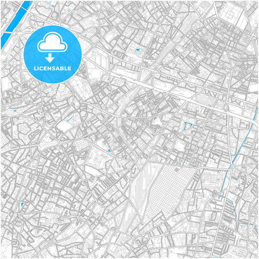 Malakoff, Hauts-de-Seine, France, city map with high quality roads.