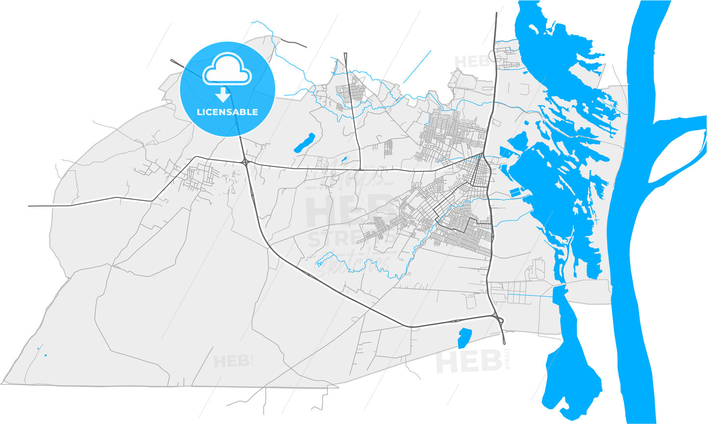 Malambo, Colombia, high quality vector map