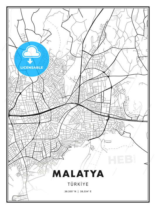Malatya, Turkey, Modern Print Template in Various Formats - HEBSTREITS Sketches