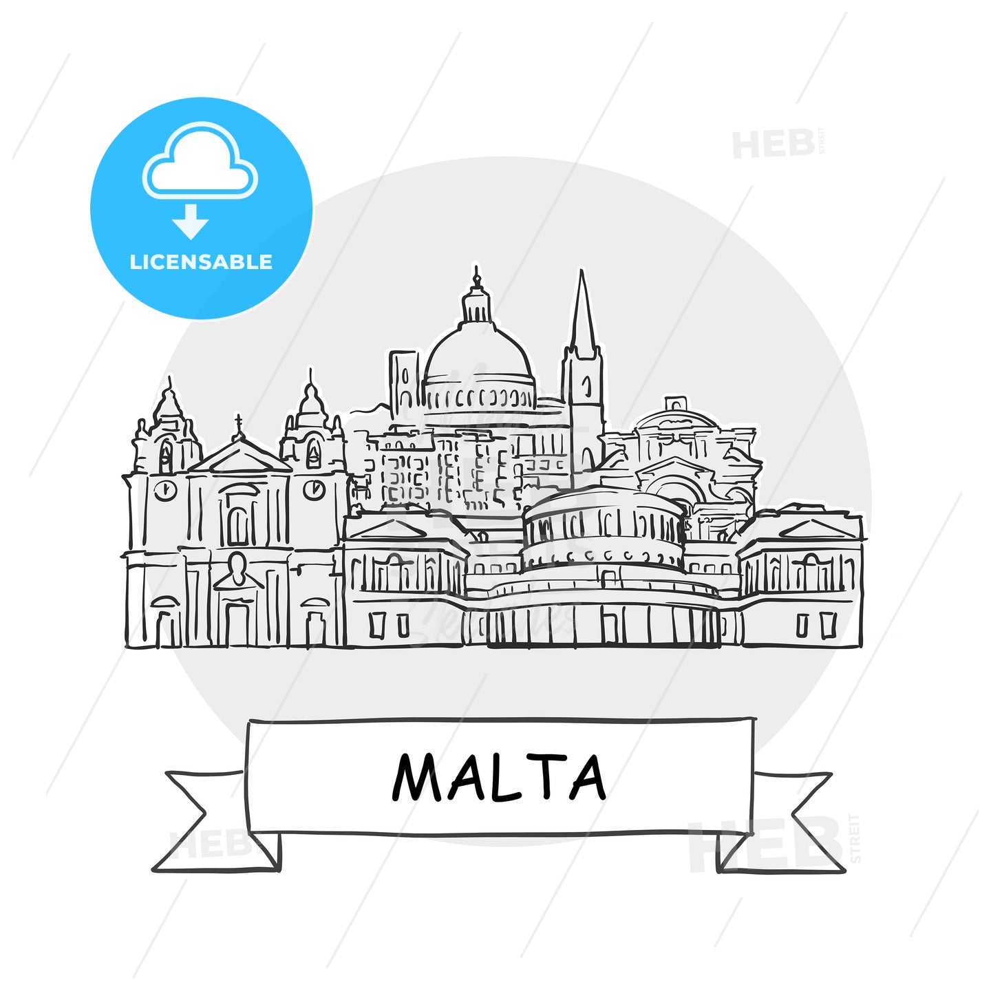 Malta hand-drawn urban vector sign – instant download