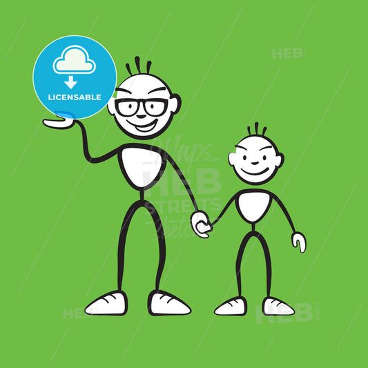 Man and boy explaining situation colored background – instant download