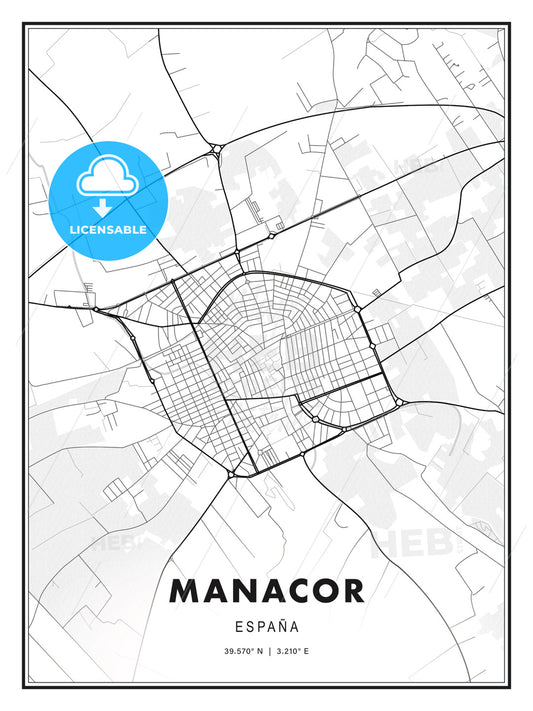 Manacor, Spain, Modern Print Template in Various Formats - HEBSTREITS Sketches