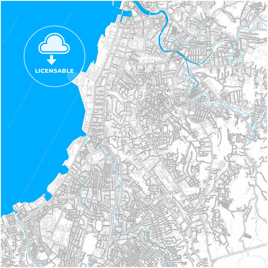 Manado, North Sulawesi, Indonesia, city map with high quality roads.
