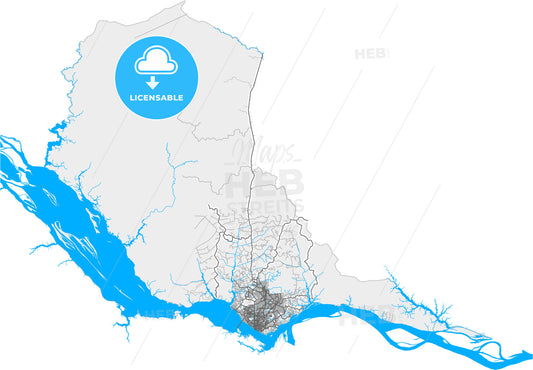 Manaus, Brazil, high quality vector map