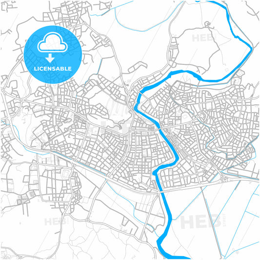 Manavgat, Antalya, Turkey, city map with high quality roads.