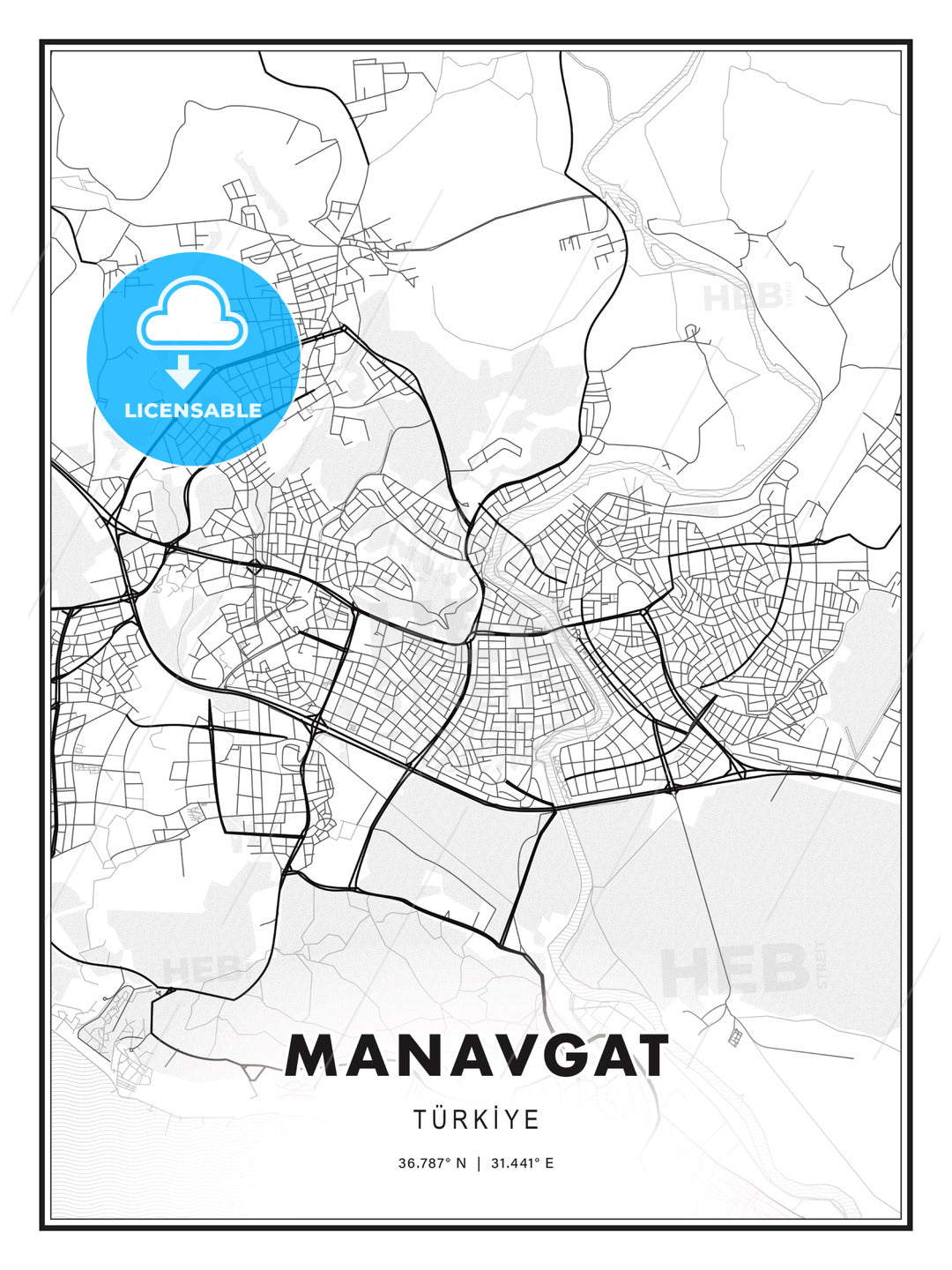 Manavgat, Turkey, Modern Print Template in Various Formats - HEBSTREITS Sketches
