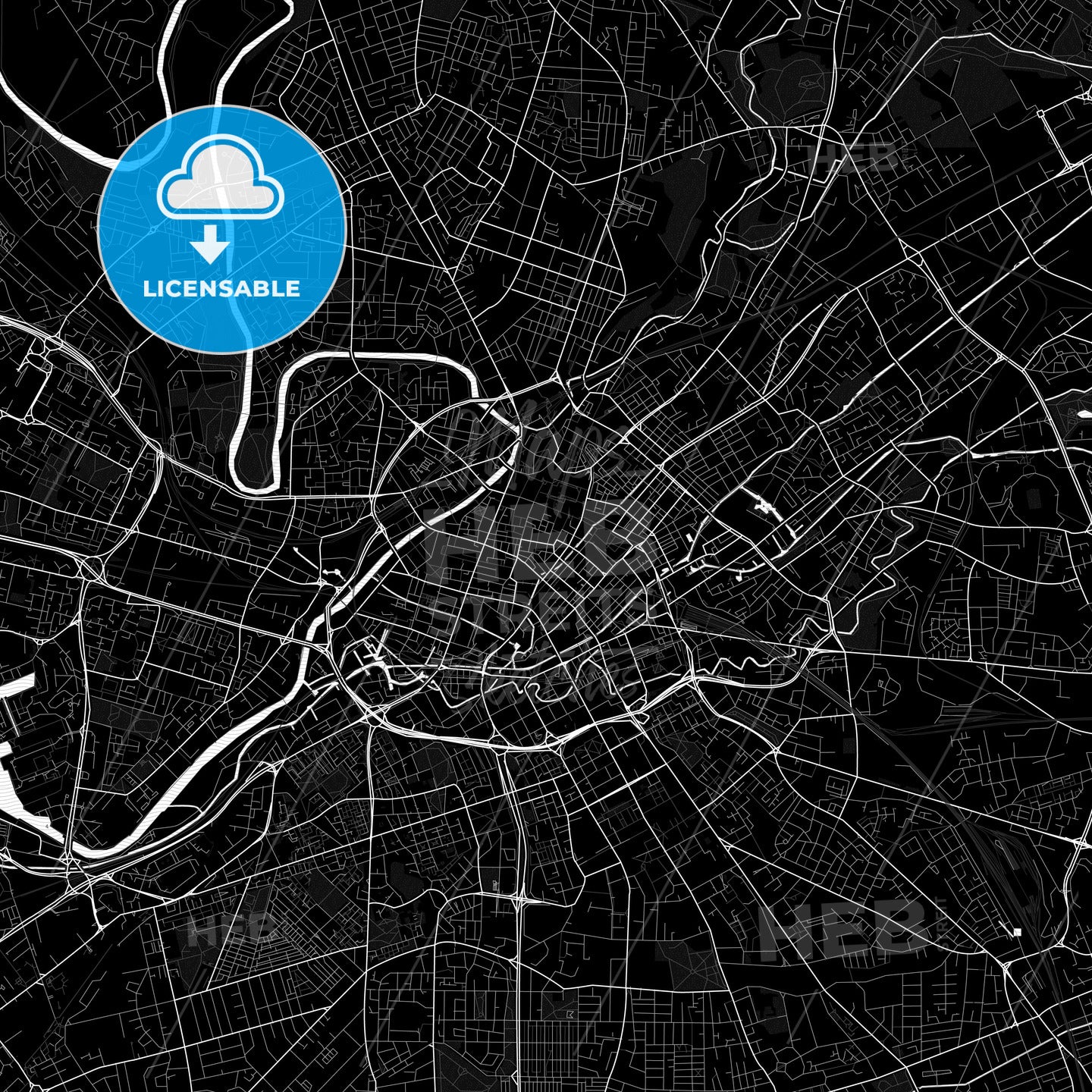 Manchester, England Pdf Vector Map Black And White – HEBSTREITS