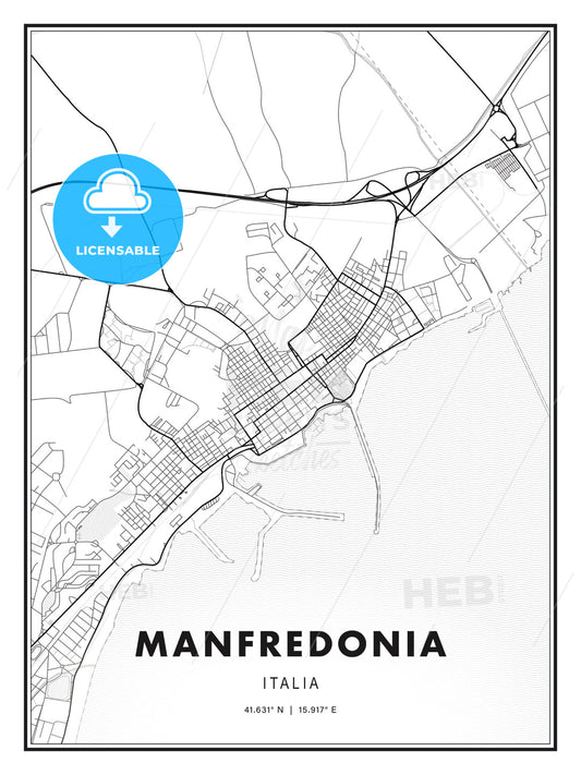 Manfredonia, Italy, Modern Print Template in Various Formats - HEBSTREITS Sketches