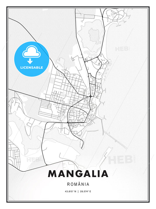 Mangalia, Romania, Modern Print Template in Various Formats - HEBSTREITS Sketches