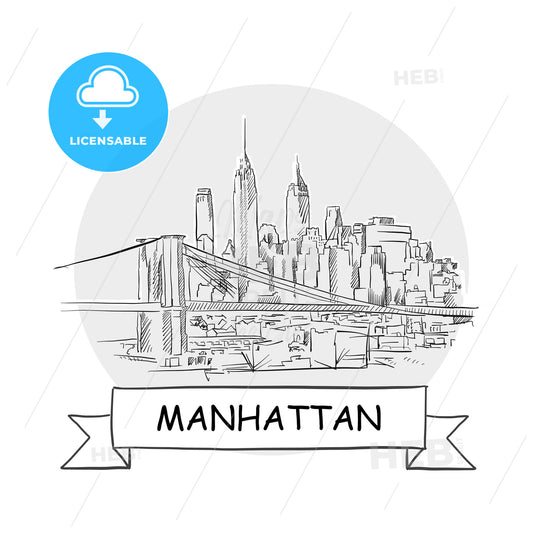 Manhattan Cityscape Vector Sign – instant download