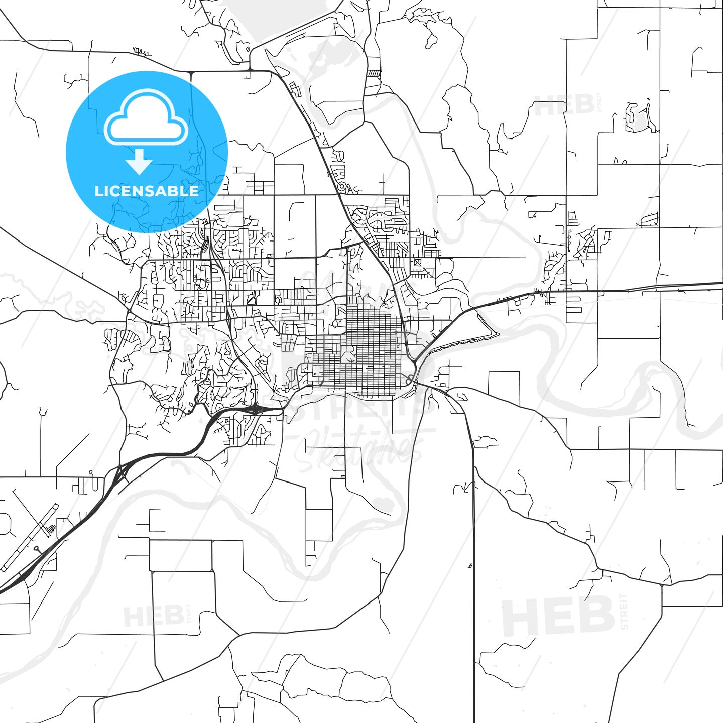 Manhattan, Kansas - Area Map - Light - HEBSTREITS