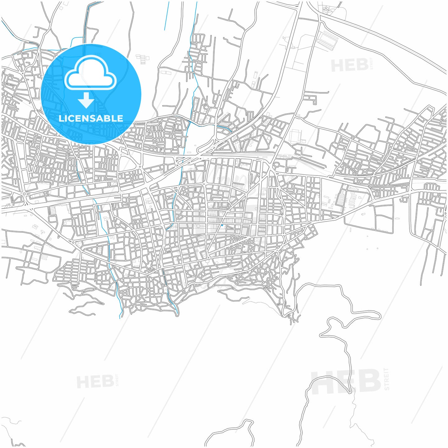 Manisa, Manisa, Turkey, city map with high quality roads.