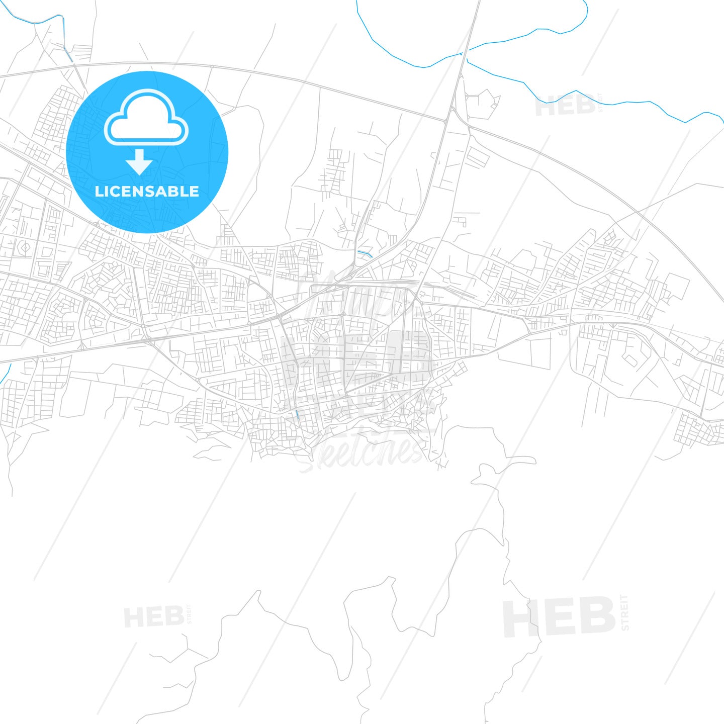 Manisa, Turkey bright two-toned vector map
