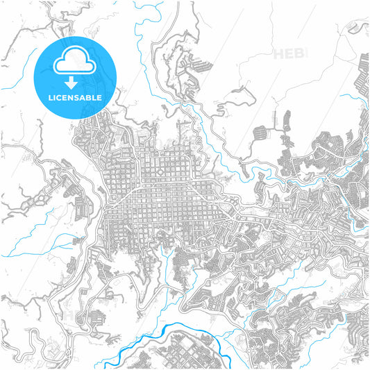 Manizales, Colombia, city map with high quality roads.