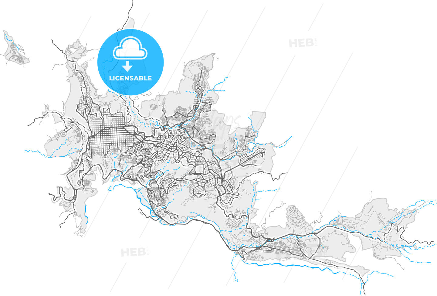 Manizales, Colombia, high quality vector map