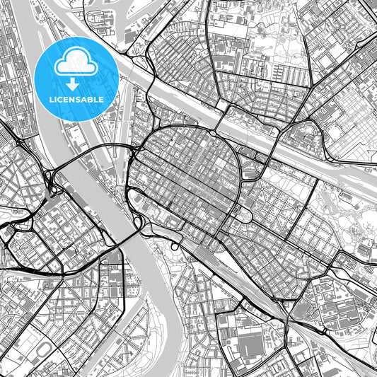 Mannheim, Germany, vector map with buildings