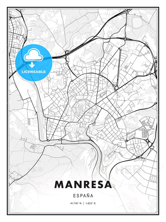 Manresa, Spain, Modern Print Template in Various Formats - HEBSTREITS Sketches