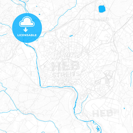 Manresa, Spain PDF vector map with water in focus