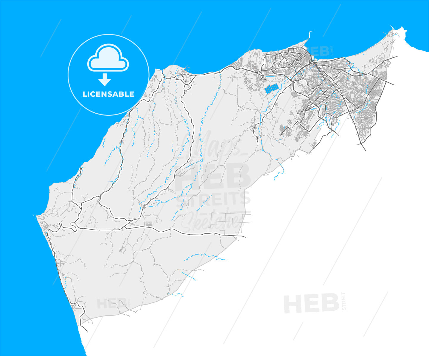 Manta, Ecuador, high quality vector map